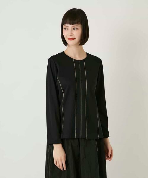 HIROKO BIS GRANDE / ヒロコビス グランデ カットソー | 【大きいサイズ】ラインアクセントポンチプルオーバー /洗える | 詳細7