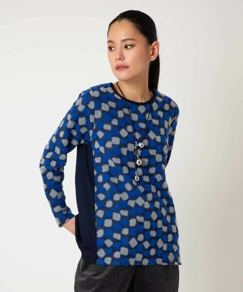 HIROKO BIS GRANDE / ヒロコビス グランデ カットソー | 【大きいサイズ】起毛ブロック切り替えデザインプルオーバー /洗える | 詳細5