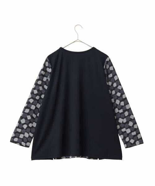 HIROKO BIS GRANDE / ヒロコビス グランデ カットソー | 【大きいサイズ】起毛ブロック切り替えデザインプルオーバー /洗える | 詳細16