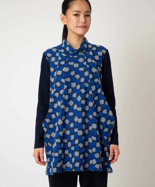 HIROKO BIS GRANDE / ヒロコビス グランデ チュニック | 【大きいサイズ】起毛ブロックサイド切り替えデザインチュニック /洗える | 詳細4