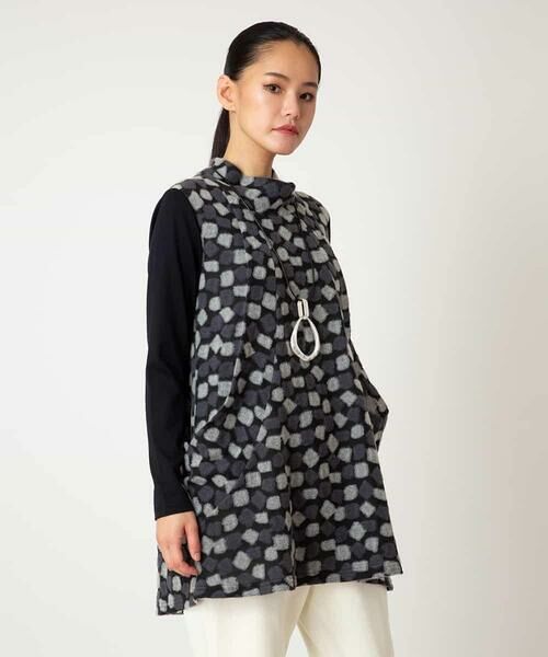 HIROKO BIS GRANDE / ヒロコビス グランデ チュニック | 【大きいサイズ】起毛ブロックサイド切り替えデザインチュニック /洗える | 詳細8