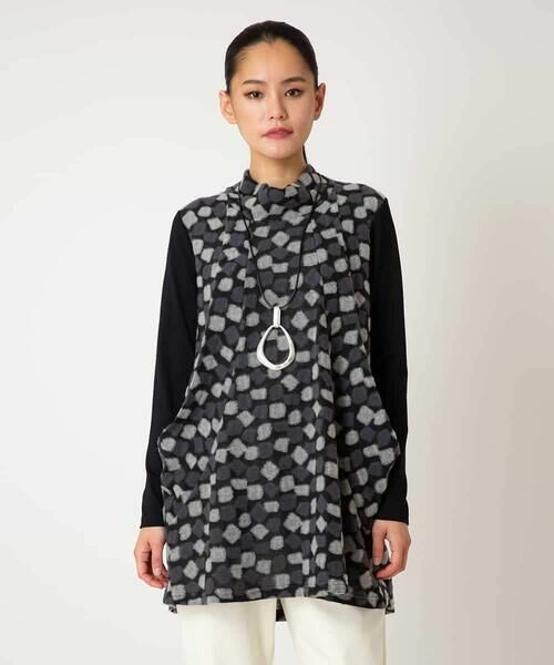 HIROKO BIS GRANDE / ヒロコビス グランデ チュニック | 【大きいサイズ】起毛ブロックサイド切り替えデザインチュニック /洗える | 詳細16