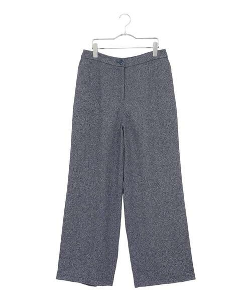 HIROKO BIS GRANDE / ヒロコビス グランデ その他パンツ | 【大きいサイズ】ネップツイードワイドプルオンパンツ /洗える(ネイビー)