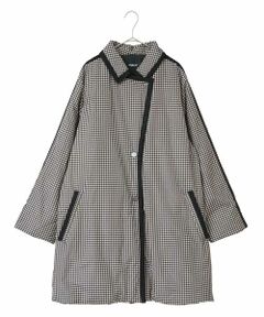 HIROKO BIS GRANDE / ヒロコビス グランデ ダウンジャケット・ベスト | 【大きいサイズ】千鳥プリントテープアクセントダウンコート