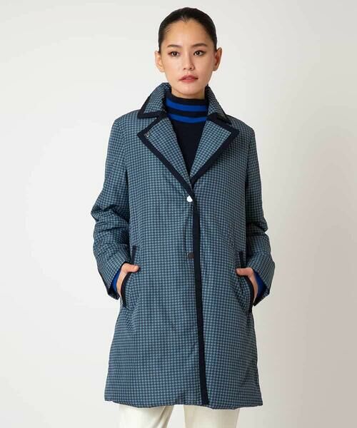 HIROKO BIS GRANDE / ヒロコビス グランデ ダウンジャケット・ベスト | 【大きいサイズ】千鳥プリントテープアクセントダウンコート | 詳細11