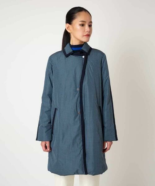 HIROKO BIS GRANDE / ヒロコビス グランデ ダウンジャケット・ベスト | 【大きいサイズ】千鳥プリントテープアクセントダウンコート | 詳細16