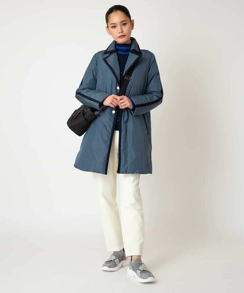 HIROKO BIS GRANDE / ヒロコビス グランデ ダウンジャケット・ベスト | 【大きいサイズ】千鳥プリントテープアクセントダウンコート | 詳細17