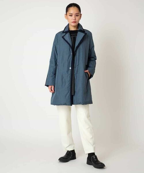 HIROKO BIS GRANDE / ヒロコビス グランデ ダウンジャケット・ベスト | 【大きいサイズ】千鳥プリントテープアクセントダウンコート | 詳細20