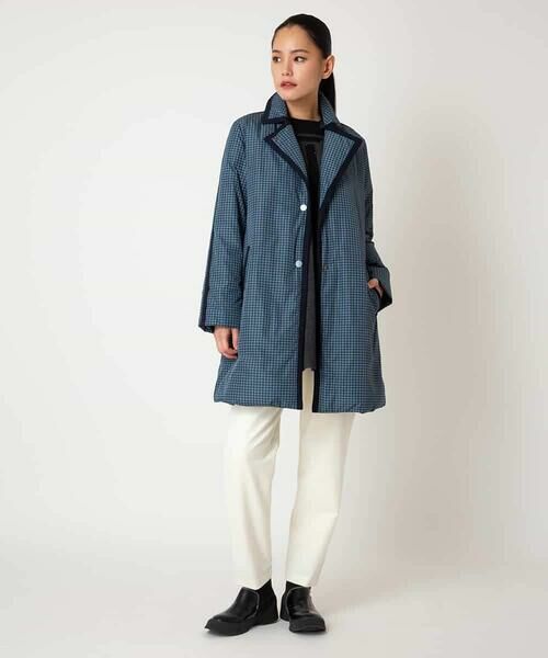 HIROKO BIS GRANDE / ヒロコビス グランデ ダウンジャケット・ベスト | 【大きいサイズ】千鳥プリントテープアクセントダウンコート | 詳細21