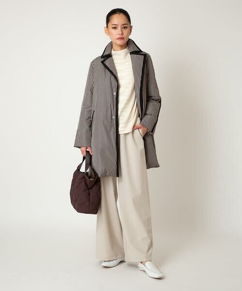 HIROKO BIS GRANDE / ヒロコビス グランデ ダウンジャケット・ベスト | 【大きいサイズ】千鳥プリントテープアクセントダウンコート | 詳細23