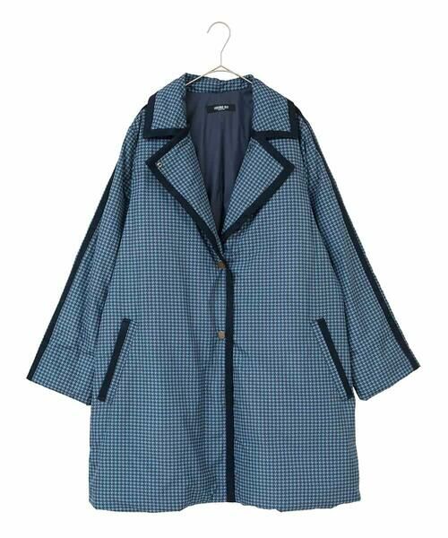 HIROKO BIS GRANDE / ヒロコビス グランデ ダウンジャケット・ベスト | 【大きいサイズ】千鳥プリントテープアクセントダウンコート | 詳細6