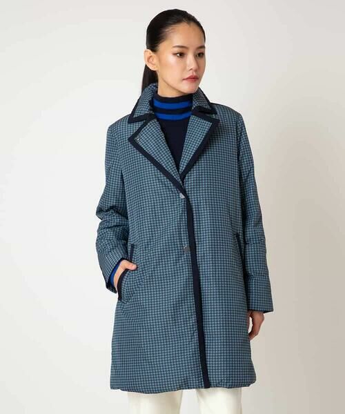 HIROKO BIS GRANDE / ヒロコビス グランデ ダウンジャケット・ベスト | 【大きいサイズ】千鳥プリントテープアクセントダウンコート | 詳細7