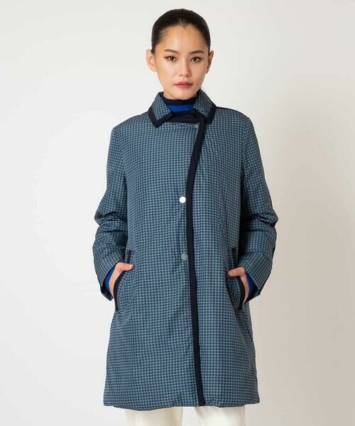 HIROKO BIS GRANDE / ヒロコビス グランデ ダウンジャケット・ベスト | 【大きいサイズ】千鳥プリントテープアクセントダウンコート | 詳細8