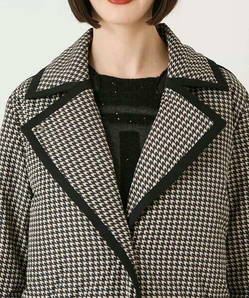 HIROKO BIS GRANDE / ヒロコビス グランデ ダウンジャケット・ベスト | 【大きいサイズ】千鳥プリントテープアクセントダウンコート | 詳細29