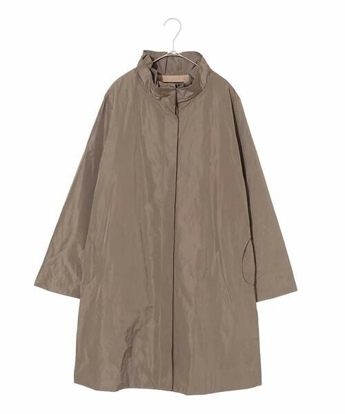 HIROKO BIS GRANDE / ヒロコビス グランデ ダウンジャケット・ベスト | 【大きいサイズ】メモリータフタフリルカラーコート(ブラウン)