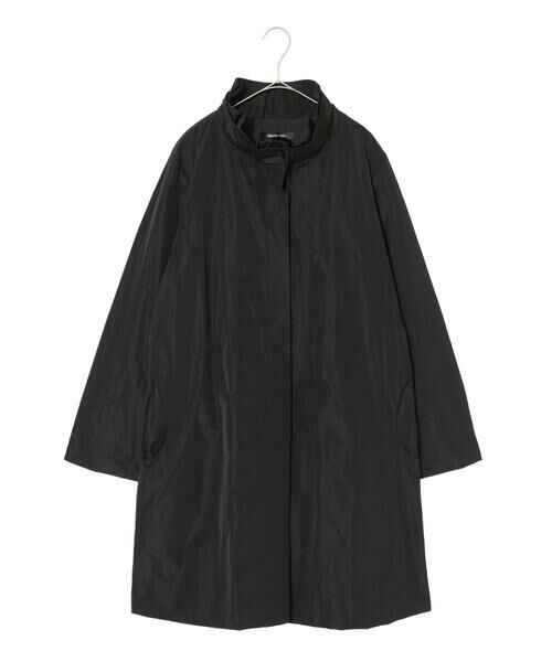 HIROKO BIS GRANDE / ヒロコビス グランデ ダウンジャケット・ベスト | 【大きいサイズ】メモリータフタフリルカラーコート(ブラック)