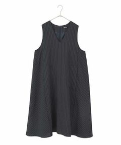 HIROKO BIS GRANDE / ヒロコビス グランデ ロング・マキシ丈スカート | 【大きいサイズ】ピンストライプフレアジャンパースカート