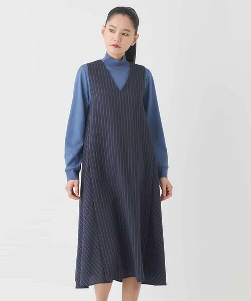 HIROKO BIS GRANDE / ヒロコビス グランデ ロング・マキシ丈スカート | 【大きいサイズ】ピンストライプフレアジャンパースカート | 詳細11