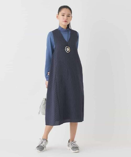 HIROKO BIS GRANDE / ヒロコビス グランデ ロング・マキシ丈スカート | 【大きいサイズ】ピンストライプフレアジャンパースカート | 詳細13