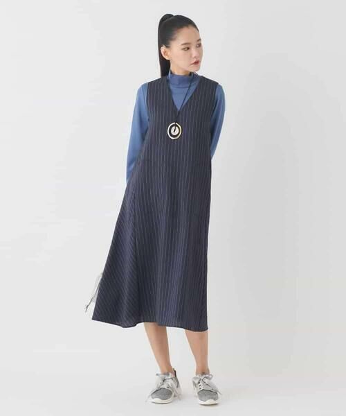 HIROKO BIS GRANDE / ヒロコビス グランデ ロング・マキシ丈スカート | 【大きいサイズ】ピンストライプフレアジャンパースカート | 詳細14