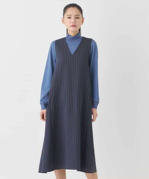 HIROKO BIS GRANDE / ヒロコビス グランデ ロング・マキシ丈スカート | 【大きいサイズ】ピンストライプフレアジャンパースカート | 詳細8