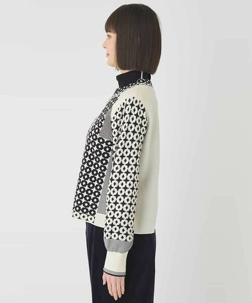 HIROKO BIS GRANDE / ヒロコビス グランデ カーディガン・ボレロ | 【大きいサイズ】ジャカード×インターシャ幾何柄ニットカーディガン | 詳細1