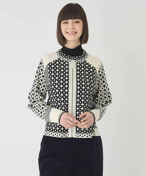 HIROKO BIS GRANDE / ヒロコビス グランデ カーディガン・ボレロ | 【大きいサイズ】ジャカード×インターシャ幾何柄ニットカーディガン | 詳細4