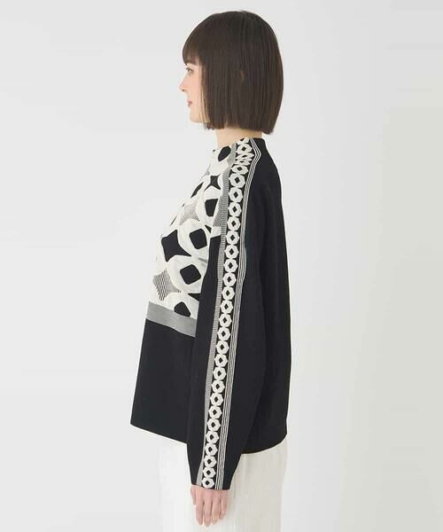 HIROKO BIS GRANDE / ヒロコビス グランデ ニット・セーター | 【大きいサイズ】ジャカード×インターシャ幾何柄ニットプルオーバー | 詳細2