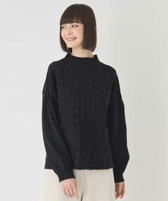 HIROKO BIS GRANDE / ヒロコビス グランデ ニット・セーター | 【大きいサイズ】ボリュームスリーブドットジャカードニットトップ