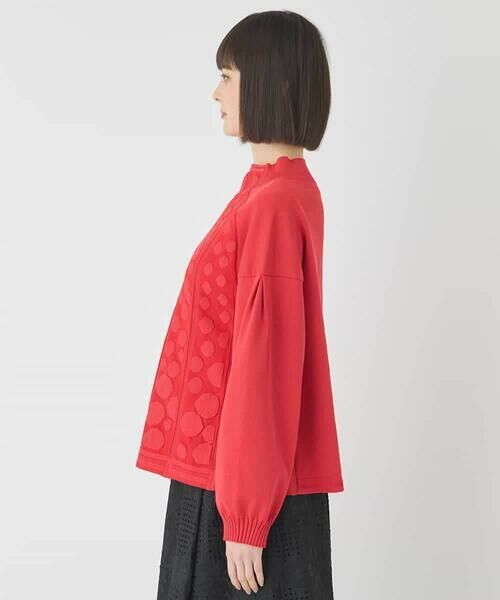 HIROKO BIS GRANDE / ヒロコビス グランデ ニット・セーター | 【大きいサイズ】ボリュームスリーブドットジャカードニットトップ | 詳細1