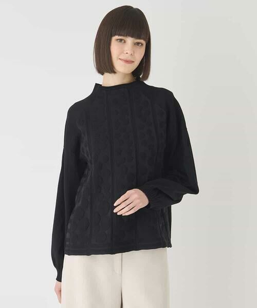 HIROKO BIS GRANDE / ヒロコビス グランデ ニット・セーター | 【大きいサイズ】ボリュームスリーブドットジャカードニットトップ | 詳細10