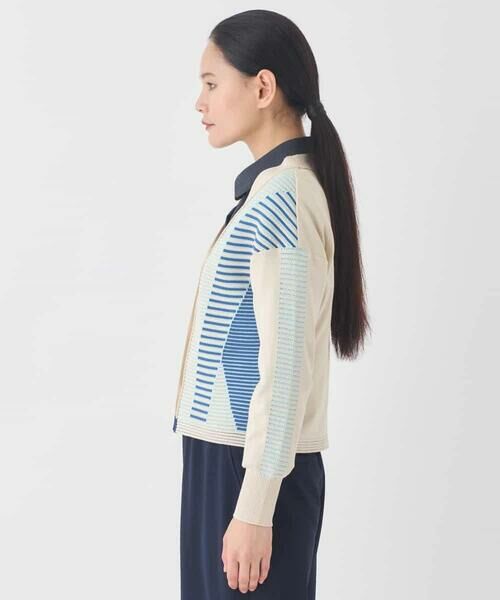 HIROKO BIS GRANDE / ヒロコビス グランデ ニット・セーター | 【大きいサイズ】ボーダーミックスニットカーディガン | 詳細1
