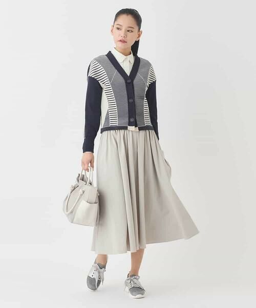 HIROKO BIS GRANDE / ヒロコビス グランデ ニット・セーター | 【大きいサイズ】ボーダーミックスニットカーディガン | 詳細12