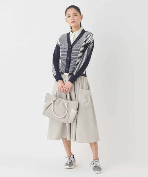 HIROKO BIS GRANDE / ヒロコビス グランデ ニット・セーター | 【大きいサイズ】ボーダーミックスニットカーディガン | 詳細13