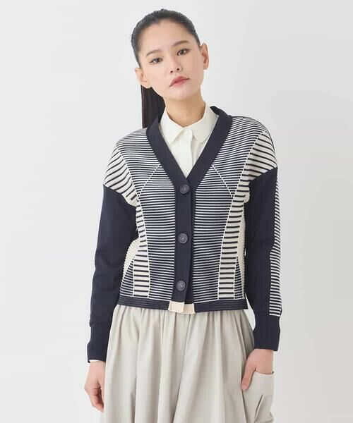 HIROKO BIS GRANDE / ヒロコビス グランデ ニット・セーター | 【大きいサイズ】ボーダーミックスニットカーディガン | 詳細18