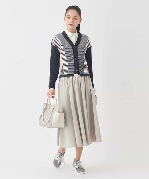 HIROKO BIS GRANDE / ヒロコビス グランデ ニット・セーター | 【大きいサイズ】ボーダーミックスニットカーディガン | 詳細19