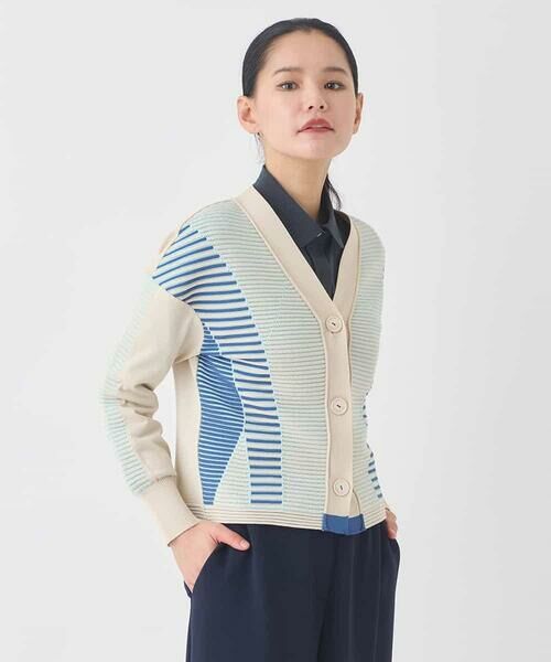 HIROKO BIS GRANDE / ヒロコビス グランデ ニット・セーター | 【大きいサイズ】ボーダーミックスニットカーディガン | 詳細2