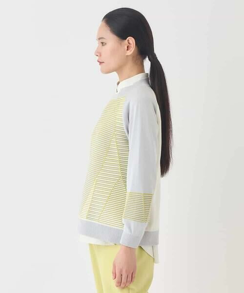 HIROKO BIS GRANDE / ヒロコビス グランデ ニット・セーター | 【大きいサイズ】ボーダーミックスニットプルオーバー | 詳細1