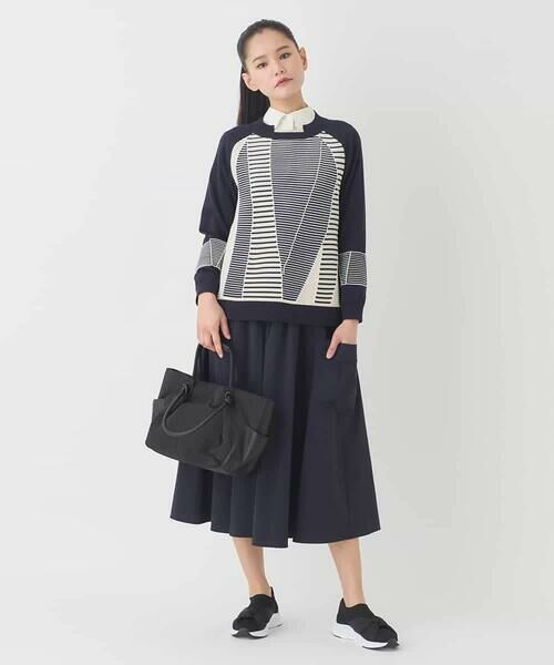 HIROKO BIS GRANDE / ヒロコビス グランデ ニット・セーター | 【大きいサイズ】ボーダーミックスニットプルオーバー | 詳細13