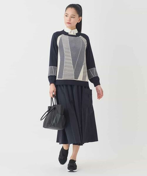 HIROKO BIS GRANDE / ヒロコビス グランデ ニット・セーター | 【大きいサイズ】ボーダーミックスニットプルオーバー | 詳細14