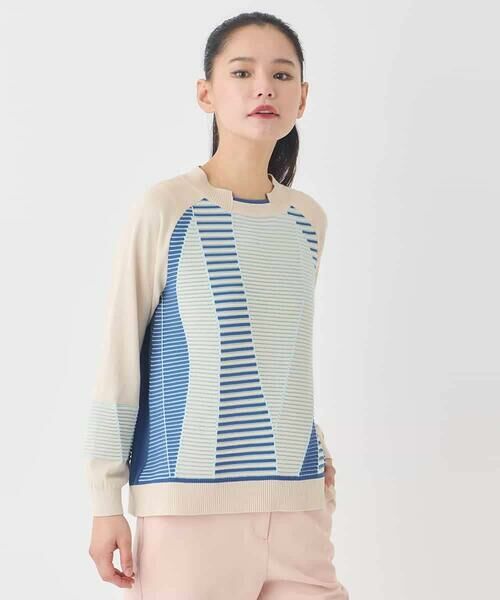 HIROKO BIS GRANDE / ヒロコビス グランデ ニット・セーター | 【大きいサイズ】ボーダーミックスニットプルオーバー | 詳細16