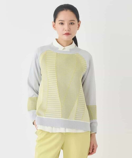 HIROKO BIS GRANDE / ヒロコビス グランデ ニット・セーター | 【大きいサイズ】ボーダーミックスニットプルオーバー | 詳細3