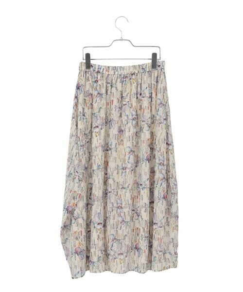 HIROKO BIS GRANDE / ヒロコビス グランデ ロング・マキシ丈スカート | 【大きいサイズ】アイリスフラワープリントシアースカート | 詳細1