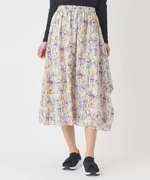 HIROKO BIS GRANDE / ヒロコビス グランデ ロング・マキシ丈スカート | 【大きいサイズ】アイリスフラワープリントシアースカート | 詳細6