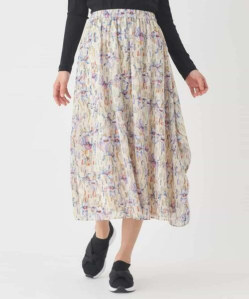 HIROKO BIS GRANDE / ヒロコビス グランデ ロング・マキシ丈スカート | 【大きいサイズ】アイリスフラワープリントシアースカート | 詳細9
