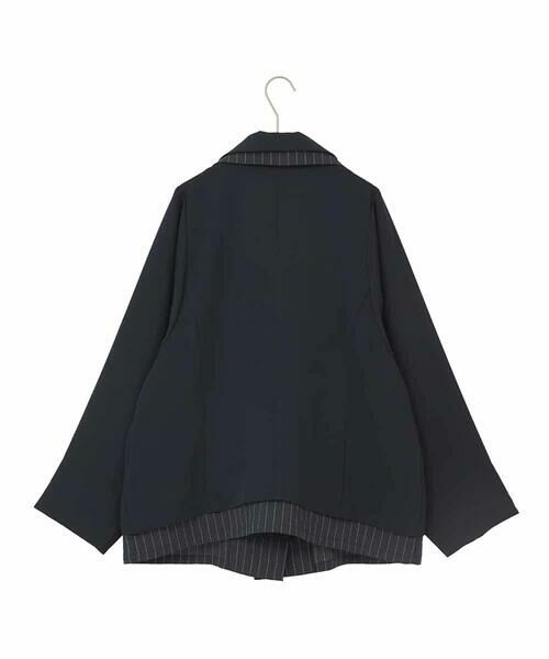 HIROKO BIS GRANDE / ヒロコビス グランデ テーラードジャケット | 【大きいサイズ】無地×ストライプレイヤード風ジャケット | 詳細12