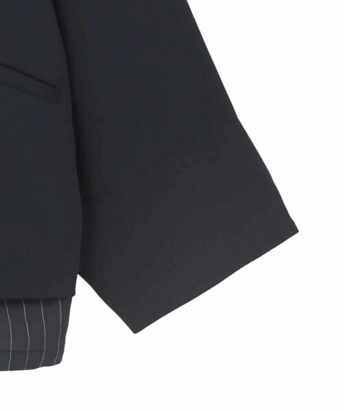 HIROKO BIS GRANDE / ヒロコビス グランデ テーラードジャケット | 【大きいサイズ】無地×ストライプレイヤード風ジャケット | 詳細14