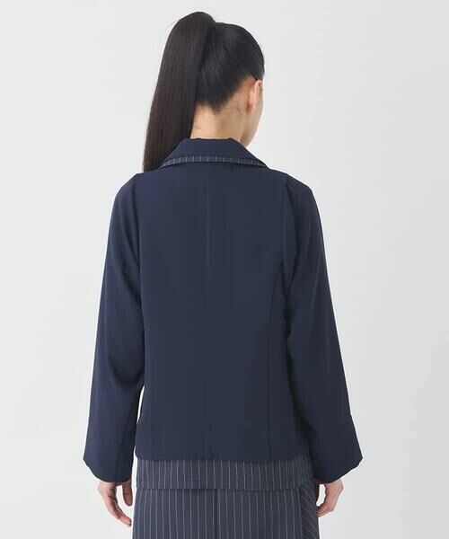 HIROKO BIS GRANDE / ヒロコビス グランデ テーラードジャケット | 【大きいサイズ】無地×ストライプレイヤード風ジャケット | 詳細4