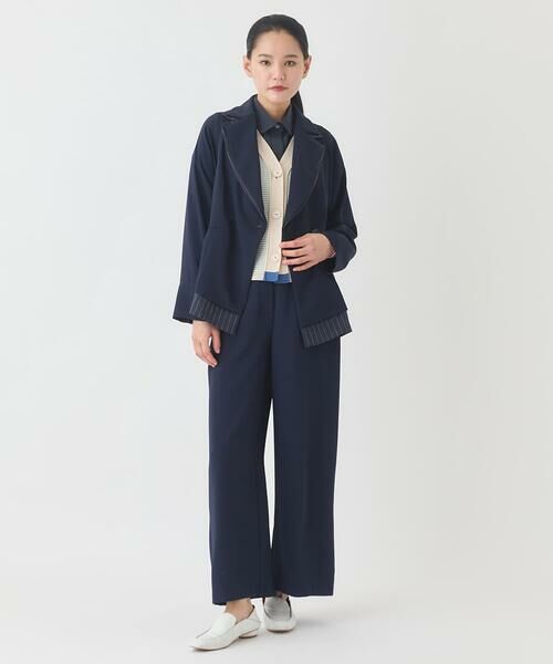 HIROKO BIS GRANDE / ヒロコビス グランデ テーラードジャケット | 【大きいサイズ】無地×ストライプレイヤード風ジャケット | 詳細9