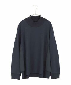 HIROKO BIS GRANDE / ヒロコビス グランデ カットソー | 【大きいサイズ】異素材切り替えハイネックプルオーバー